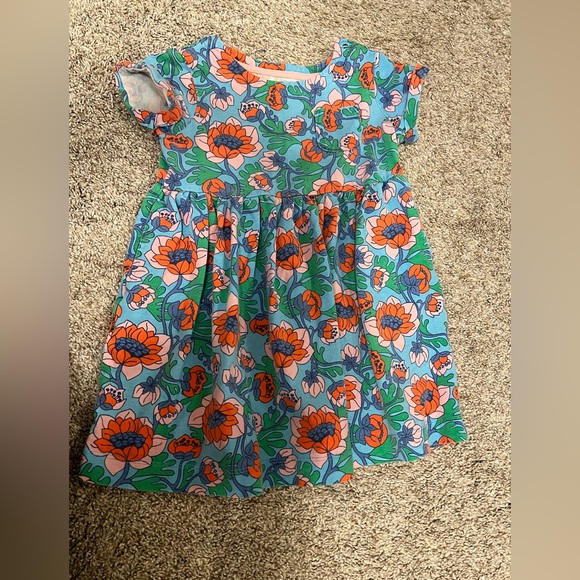 Mini Boden Blue and Orange Floral Kids Dress - Picture 1 of 5